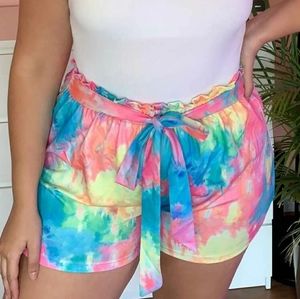 Tye dye paper bag shorts